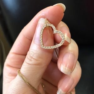 14K gold heart shape with real Diamonds Necklace!